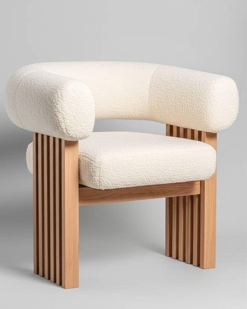 Featured image for Bouclé Fabric and Wood Create Touchable DIY Furniture