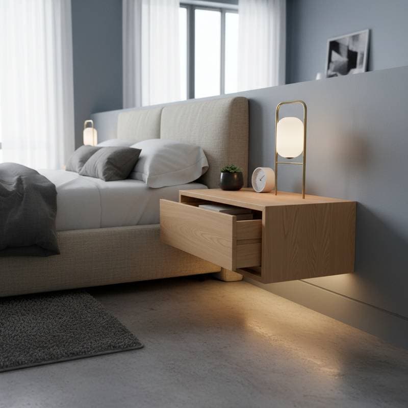 Image for Floating Nightstands Open Floor Space in Small Bedrooms