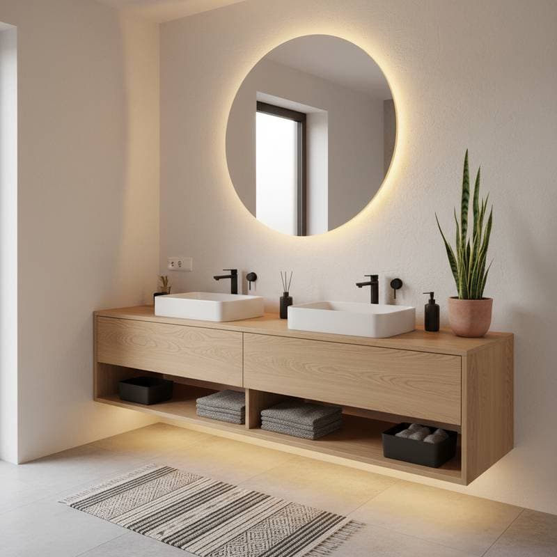 Image for Floating Japandi Vanities Transform DIY Bath Remodels