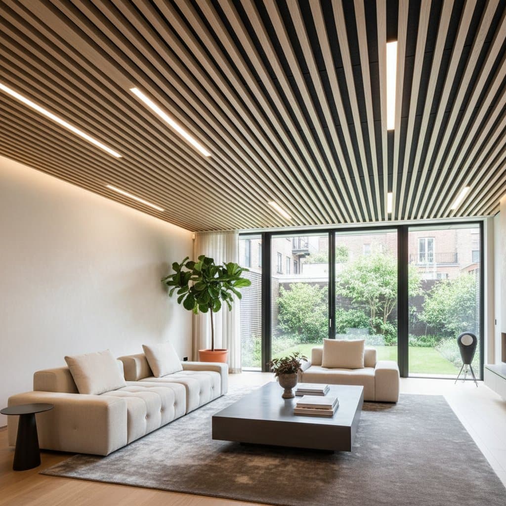 Featured image for Acoustic Batten Ceilings Quiet Rooms With Wood Slats