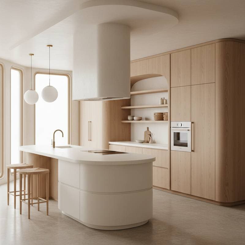 Image for Curved Cabinetry Replaces Hard Edges in 2026 Kitchens