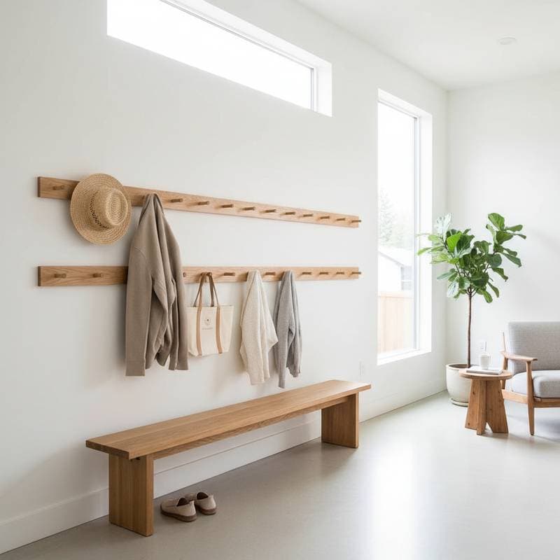 Image for Shaker Peg Rails Replace Closets in Minimalist Homes