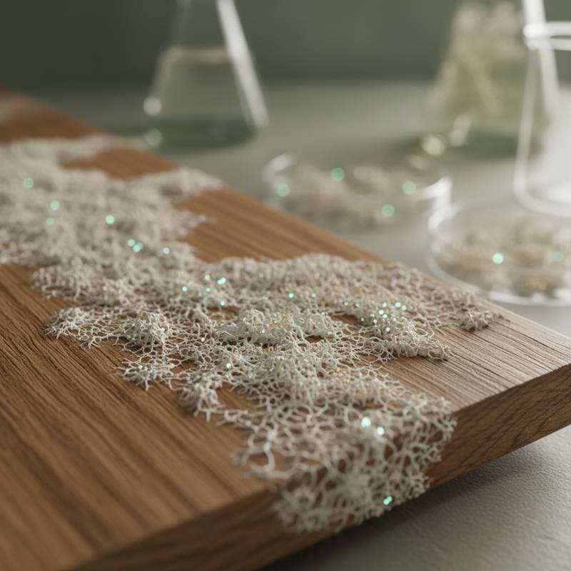 Featured image for Mycelium Seals Wood Without Chemical Finishes