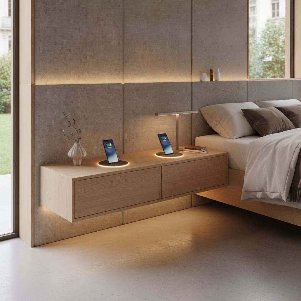 Featured image for Floating Nightstands Now Charge Devices Without Cords
