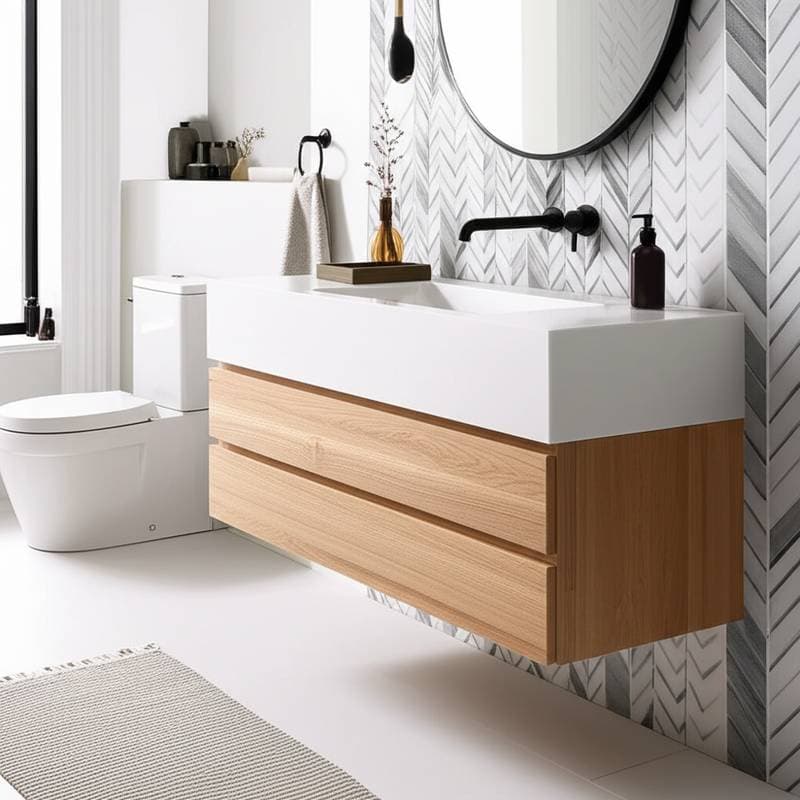 Featured image for Floating Japandi Vanities Transform Cramped Bathrooms
