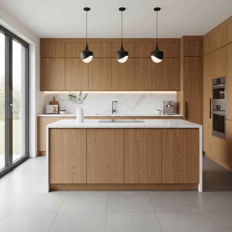 Featured image for Why Ribbed Oak Cabinets Dominate 2025 Kitchens