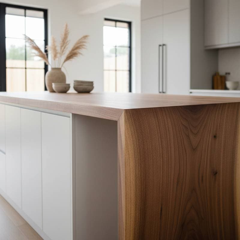 Featured image for Waterfall Wood Slab Counters: 2025's Sculptural DIY