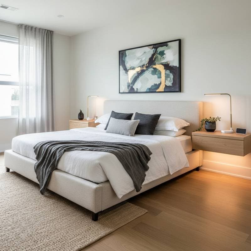 Featured image for Floating Nightstands Free Up Cramped Bedroom Space