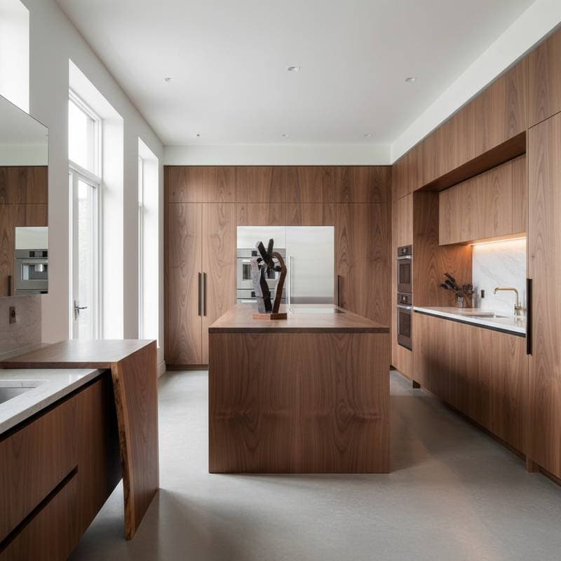 Featured image for Walnut Waterfall Edges Lead 2025 Cabinet Design