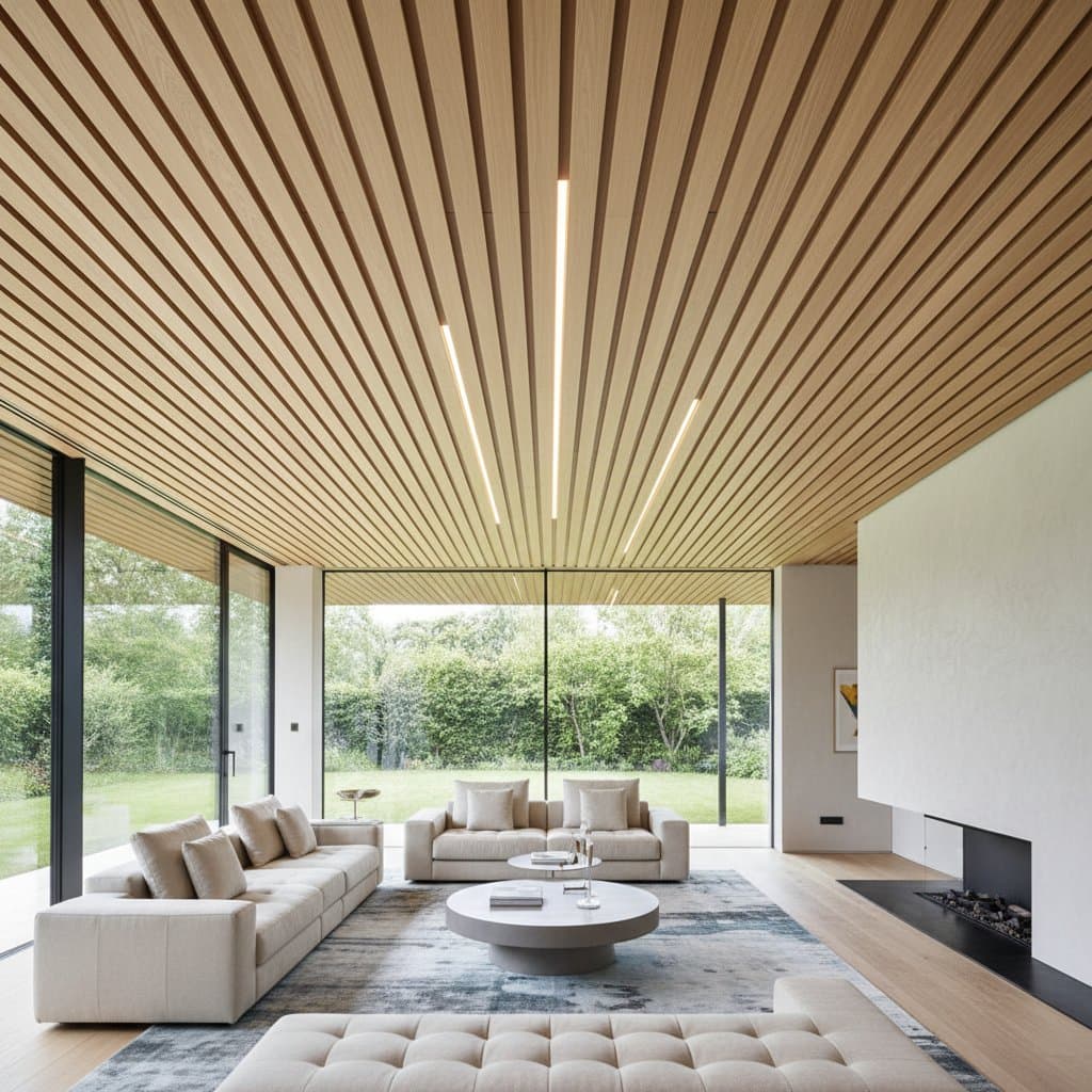 Featured image for Ribbed Wood Ceilings Bring Acoustic Comfort to 2025 Homes