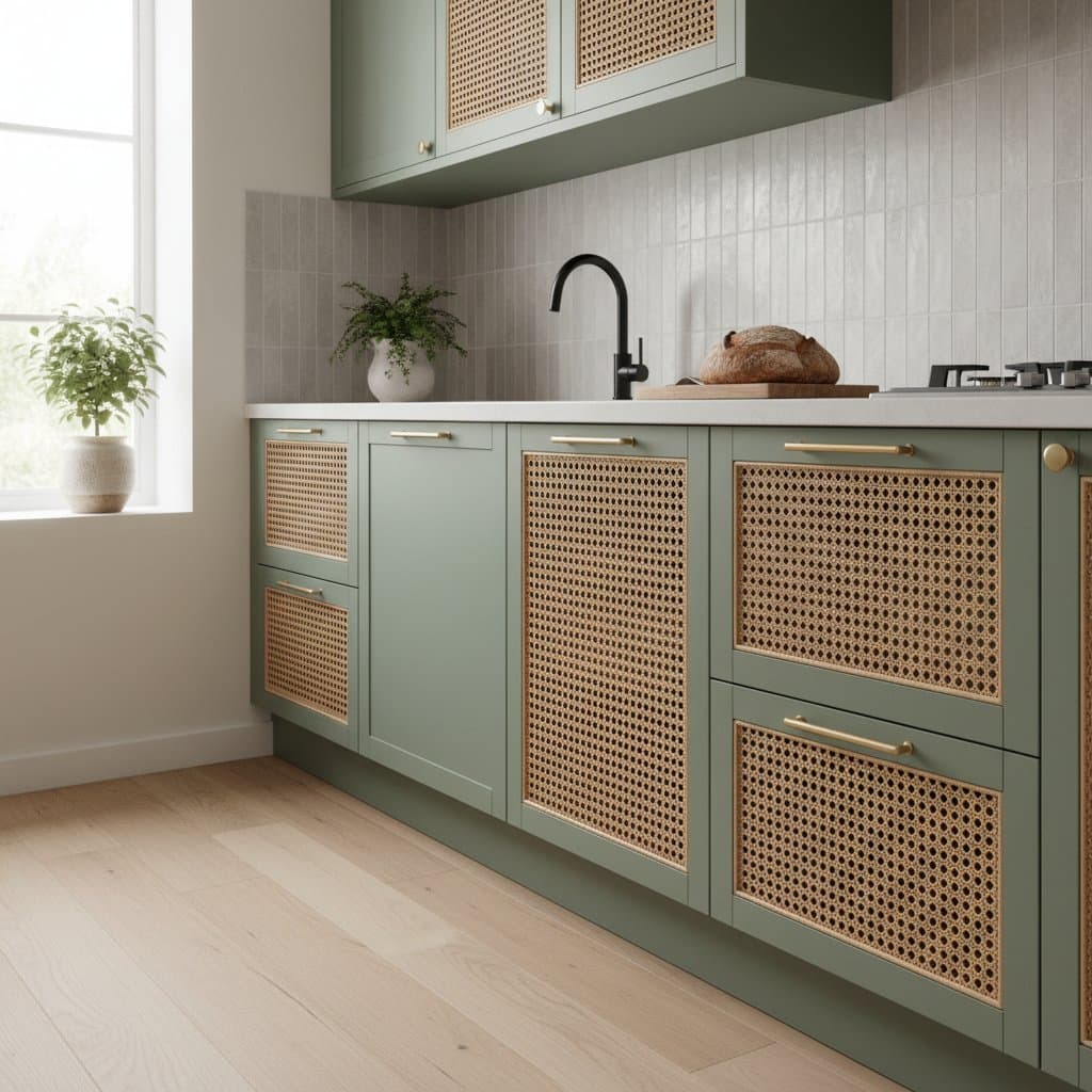 Featured image for Rattan Webbing Upgrades Cabinets for Under $450