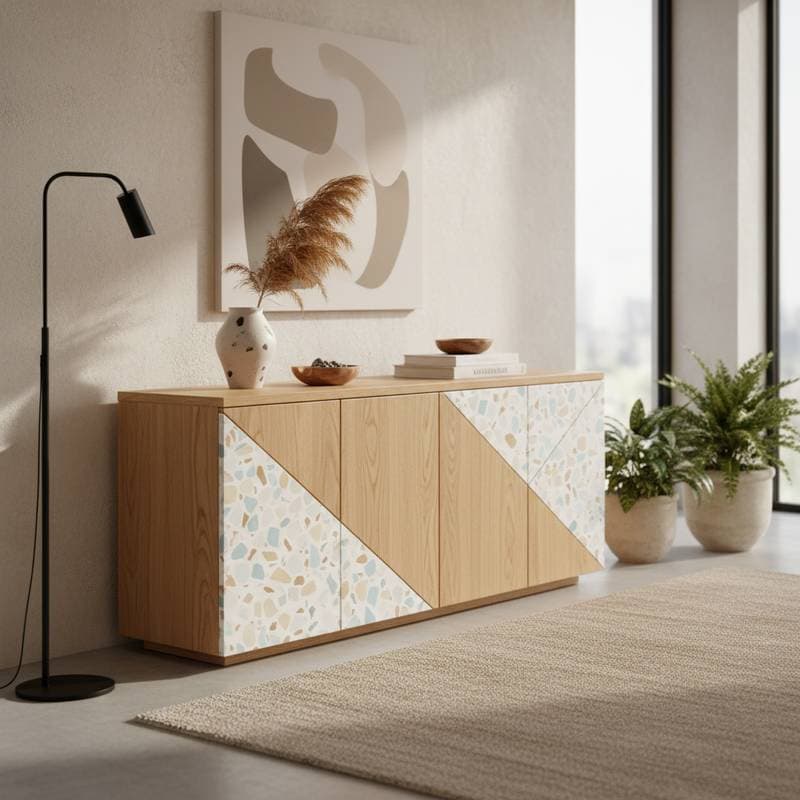 Featured image for Terrazzo Inlays Reshape Wood Furniture Design