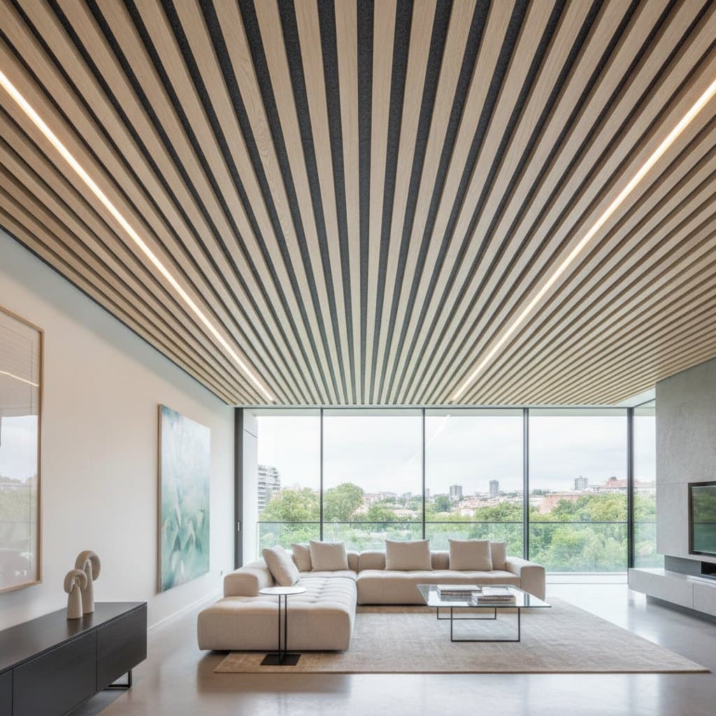Featured image for Wood Slat Ceilings That Soften Echo Without Foam