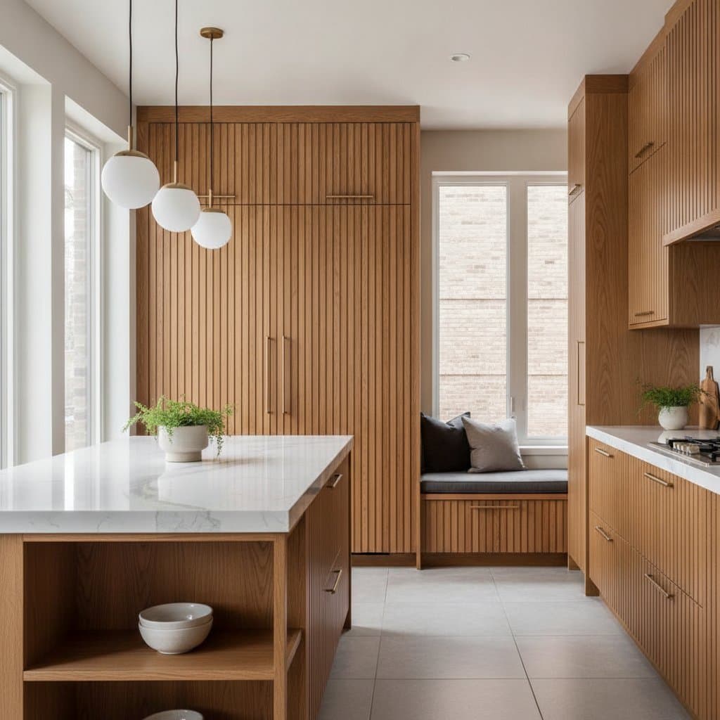 Featured image for Ribbed Oak Cabinets Add Depth Without Remodeling