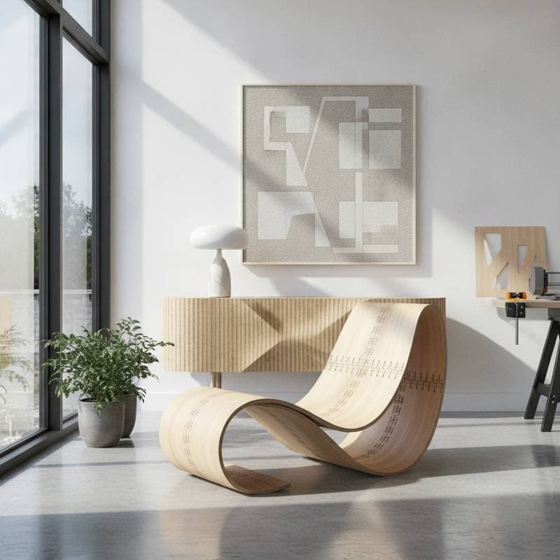 Featured image for Living Hinges Turn Flat Plywood Into Curved Furniture