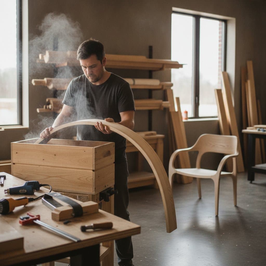 Featured image for Steam Bending Turns Rigid Boards Into Curved Furniture